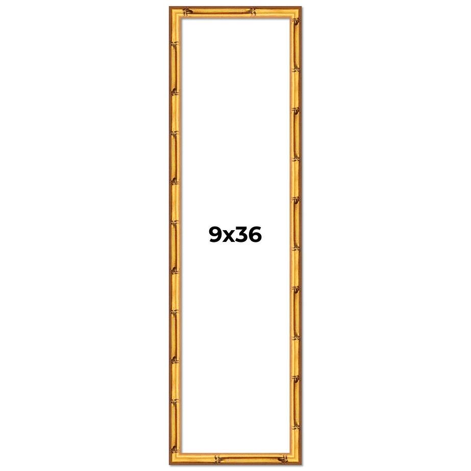 9x36 Frame Gold Bamboo Solid Wood Picture Frame | 1 Inch Moulding