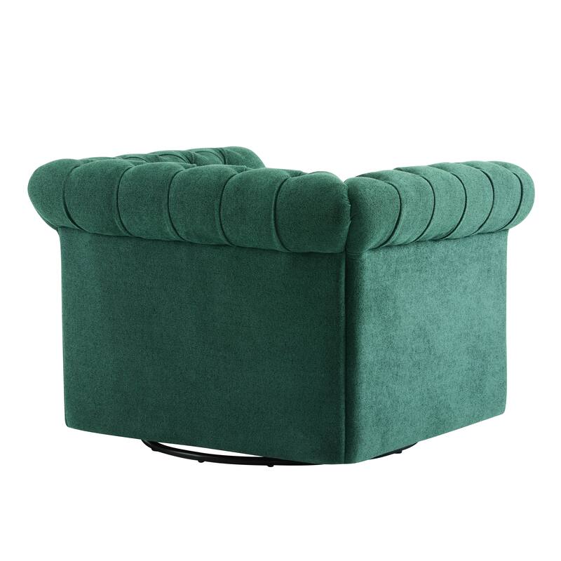 Roomfitters Chesterfield Swivel Club Chair, Tufted Accent Armchair for Living Room