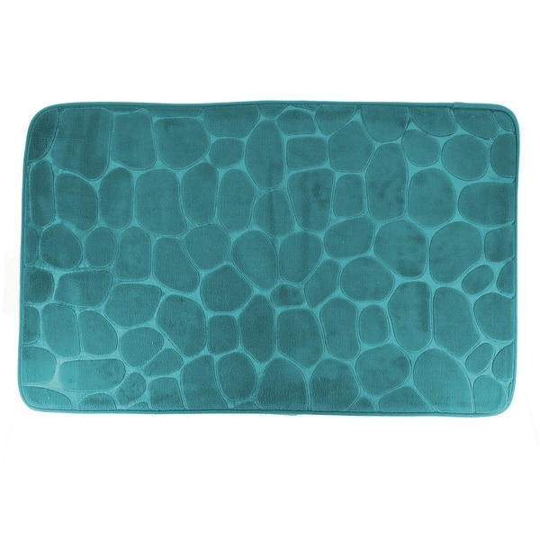 Memory Foam Bath Mat Pebble Design 32x20 - Peacock Blue