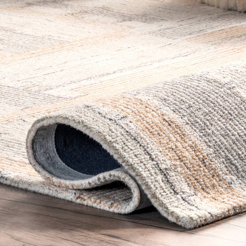 Deco Striped Tile Wool Area Rug