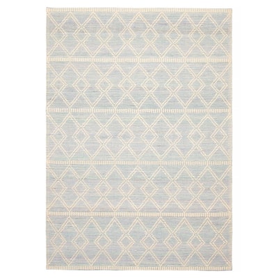 ECARPETGALLERY Braid weave Sienna Blue Wool Rug - 5'3 x 7'5