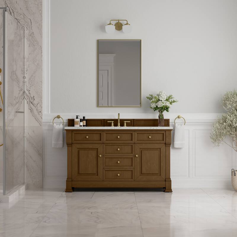 Brookfield 60" Single Vanity, Honey Oak w/FreePower Wireless Charger
