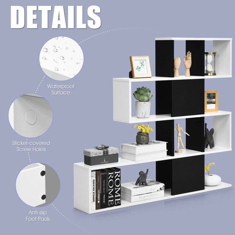 5-Tier Bookshelf Corner Ladder Bookcase with Storage Rack - 47" x 8" x 43" (L x W x H)