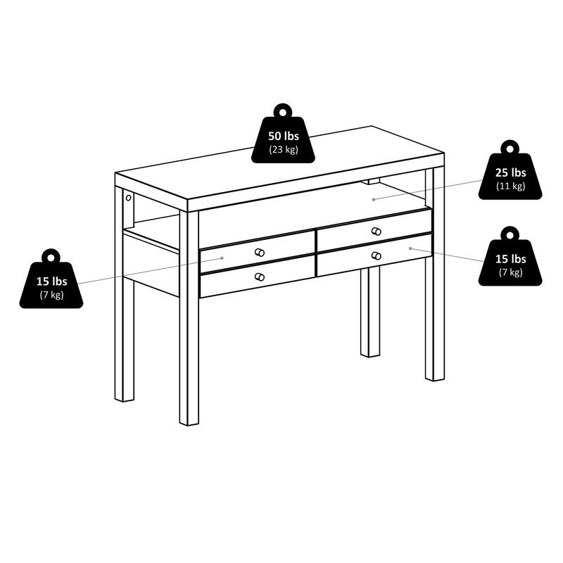 Copenhagen Console Table, Espresso - 40.16 x 17.09 x 30.12 inches