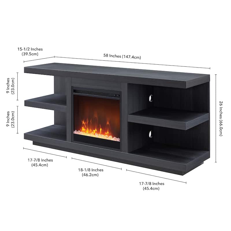 Maya Rectangular TV Stand with Crystal Fireplace for TV's up to 65"