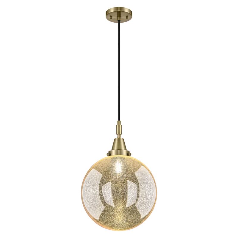 Innovations Lighting Downtown Urban - Caden Beacon - 1 Light 12" Cord Hung Mini Pendant - Antique Brass/Mercury Shade