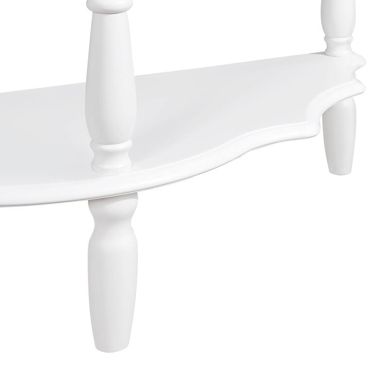 42" Retro Circular Curved Half-Moon Console Table with Open Shelf