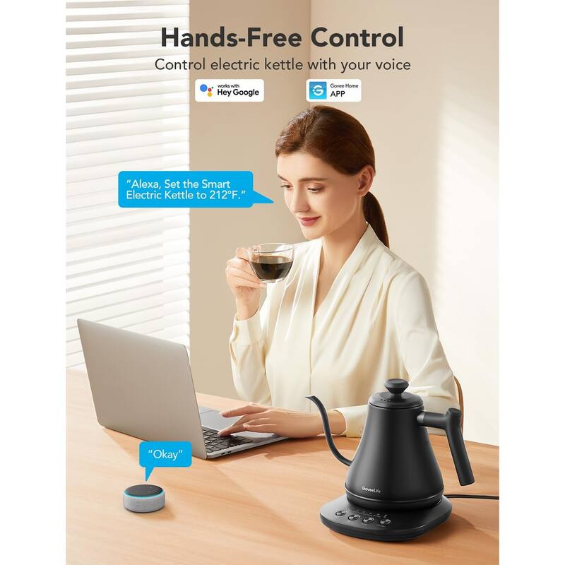 Smart Electric Kettle, 0.8L WiFi Gooseneck Kettle Compatible with Alexa