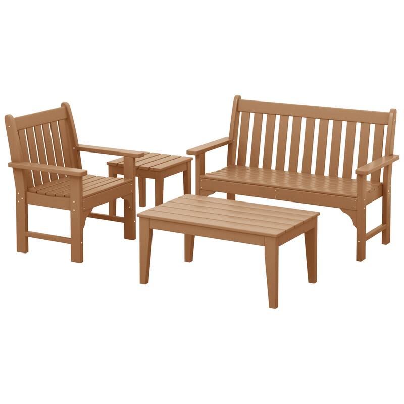 Laguna poly Garden Chair 4-Piece Porch Set - Teak