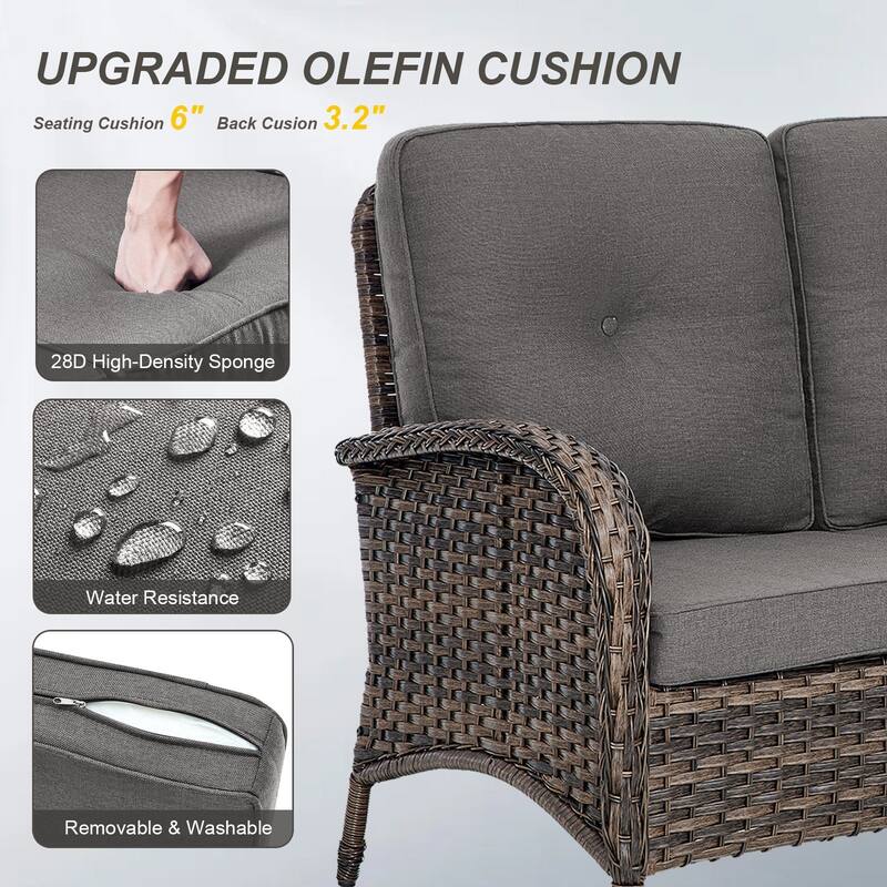 Gymojoy L-Shaped Outdoor Sectional Sofa Set with Patio Chairs, Ottomans & Side Table
