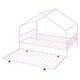 preview thumbnail 9 of 13, Metal Adorable House Full Size House Bed with Twin Size Trundle Bed,Kids and Baby