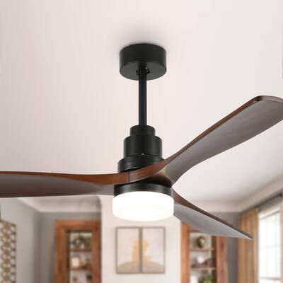 52" Solid Wood Ceiling Fan with Dimmable LED Light, 3-Speed Reversible Ceiling Fan with Remote