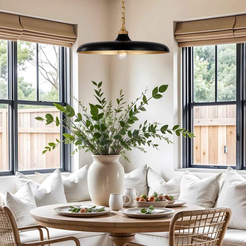 Raven Black Modern Pendant Light - Metal Matte Black, Brass Dome Light Fixture For Modern, Scandinavian, Minimalist Room Decor