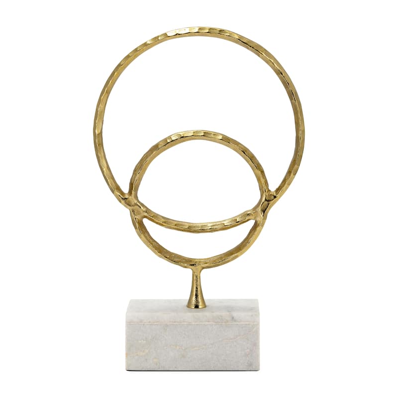 Metal/Marble, 21"H Double Ring Accent, Gold, Round, 21"H, Solid Color - 13" x 4" x 21" - 13" x 4" x 21" - Gold