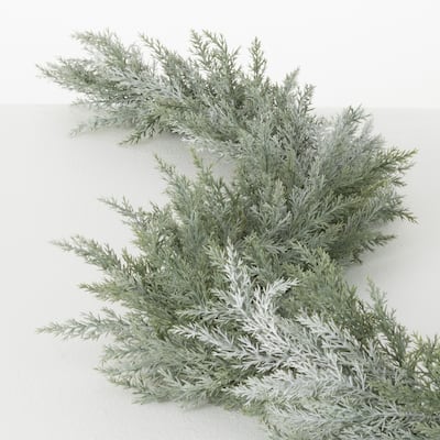 4'L Sullivans Frosted Blue Cedar Garland, Green Christmas Garland - 4'L x 9.5"W x 5"H