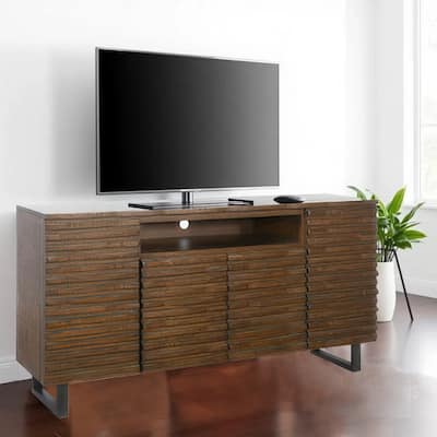 Desy TV Media Entertainment Console, Fluted Doors, Dark Brown 72 Inch
