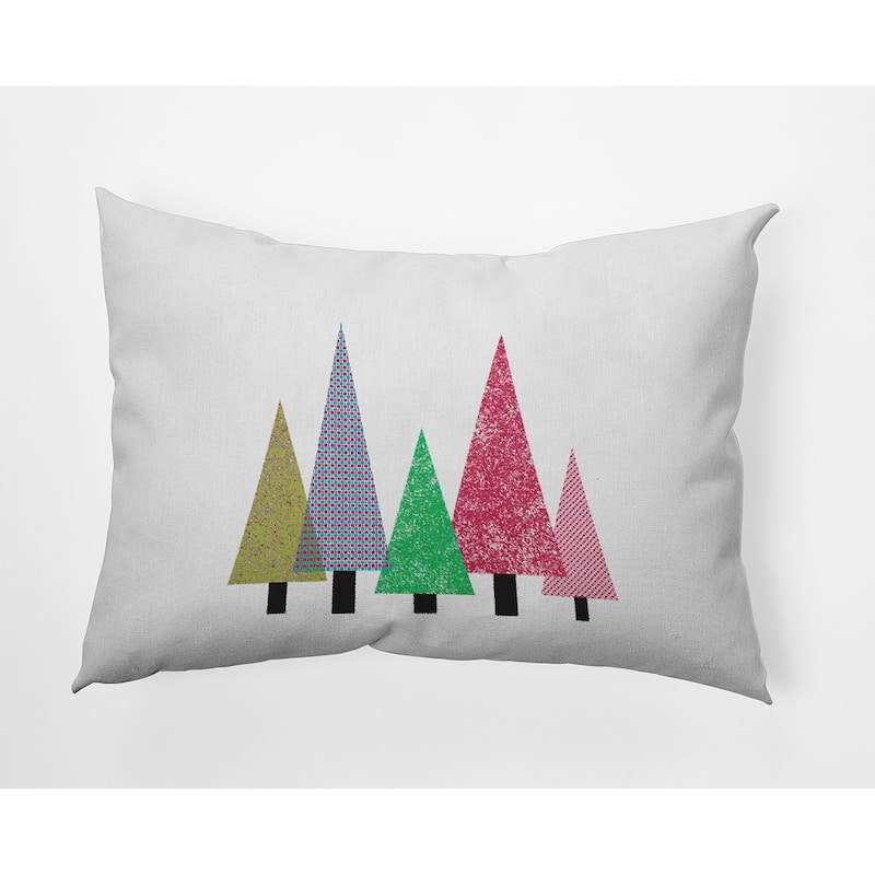 Triangle Trees Christmas Accent Pillow - 14" x 20" - Bright Green
