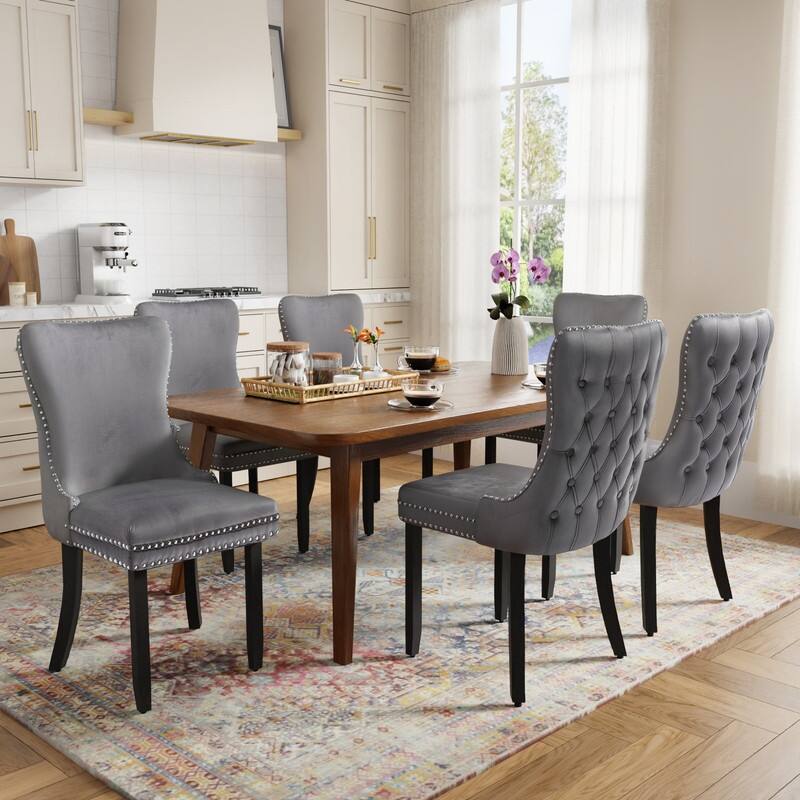 Upholstered Wing Back Dining Chair (Set of 6)