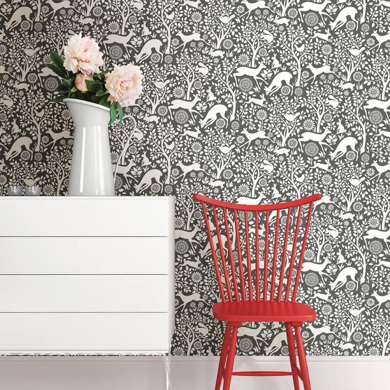 Brewster Seeger Charcoal Meadow Wallpaper - 20.5in x 396in x 0.025in