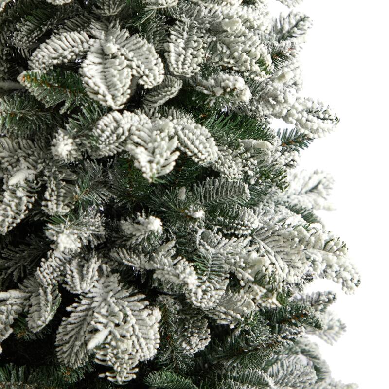 5ft Artificial Christmas Tree with Warm White Lights - Vintage Fir Tree with Flocked Branches - Holiday Decor - Green - 60