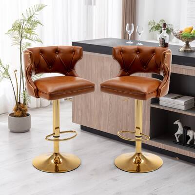 Velvet Bar Stools PU Dining Chair set of 2 With Swivel and Height Adjustable Barstool Modern Kitchen Bar Stools