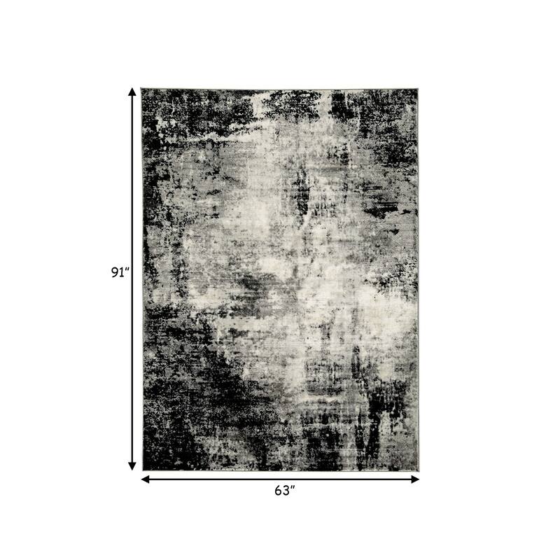 Jude 5 X 7 Modern Area Rug, Abstract Art Design, Fabric, Medium, Black Gray - 5' x 7'