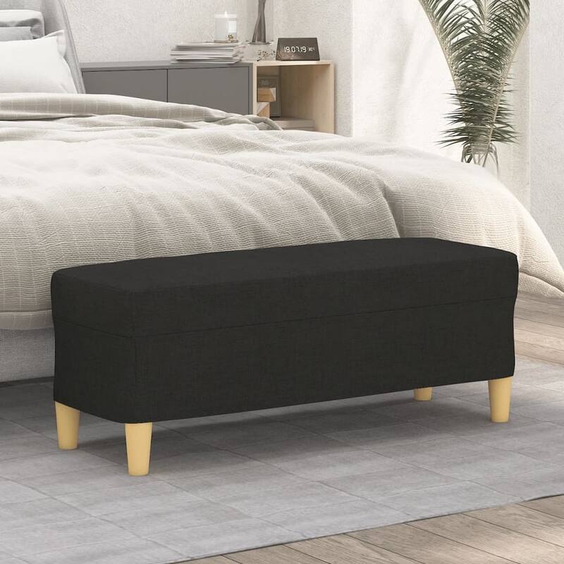 vidaXL Bench Black Polyester Medium Bench Rectangular Modern - 13.8 x 39.4 x 16.1 in