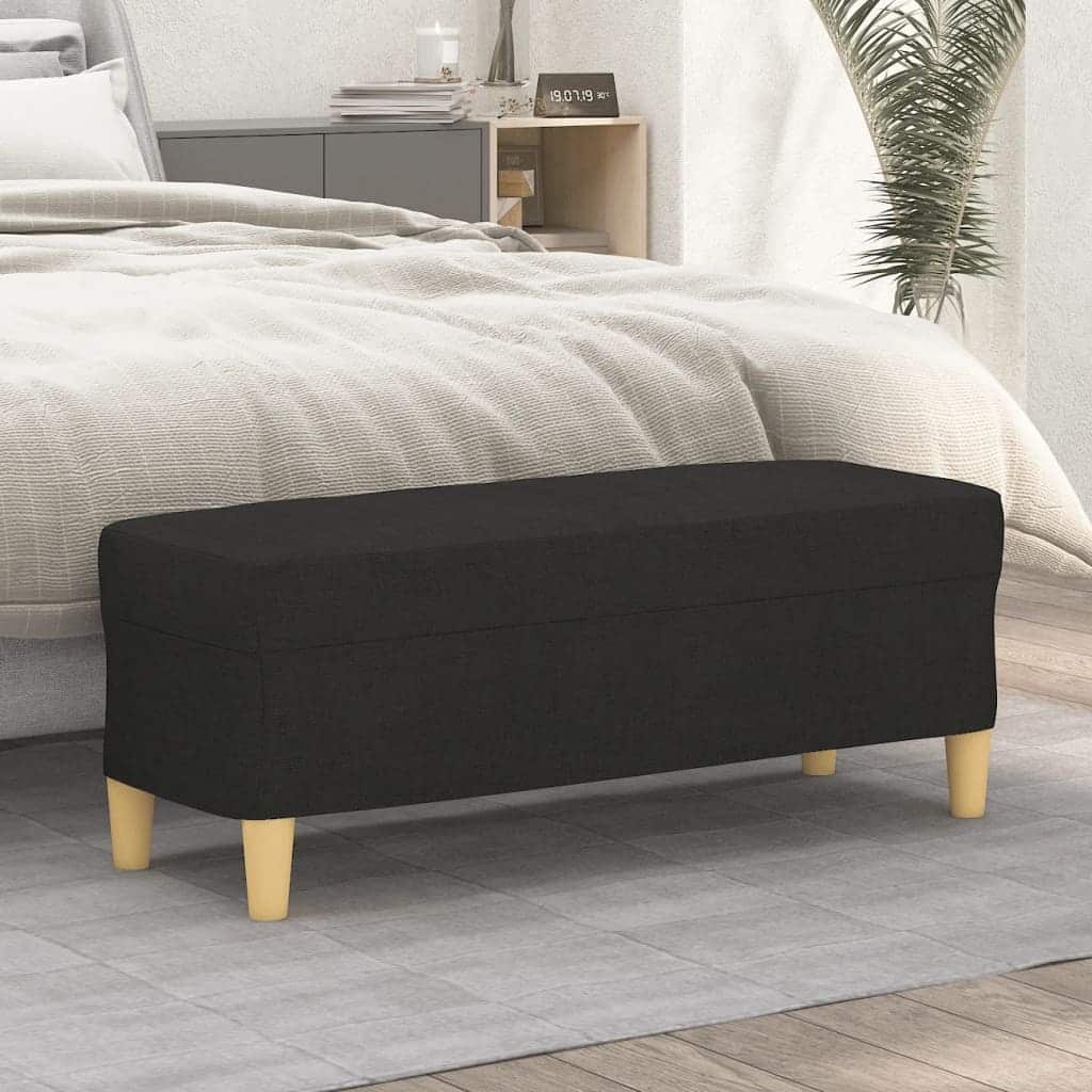 vidaXL Bench Black Polyester Medium Bench Rectangular Modern - 13.8 x 39.4 x 16.1 in