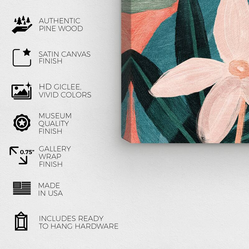 Wynwood Studio Canvas Floral and Botanical Nature s Foliage Pink and Modern & Contemporary Wall Art Canvas Print