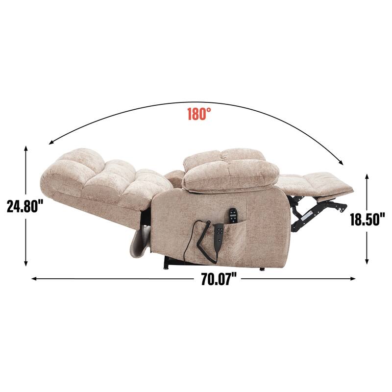 Roomfitters Oversized Power Lift Recliner Chair Dual Motor Infinite Position Heat Massage Sofa for 350lbs Capacity