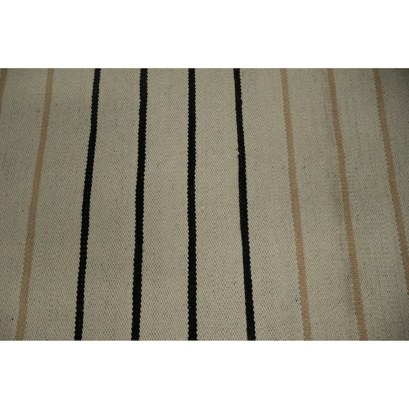 Hand Woven Oriental 100% Wool Carpet Southwestern Geometric Beige & Ivories Kilim Area Rug - 8' 9'' X 6' 5''