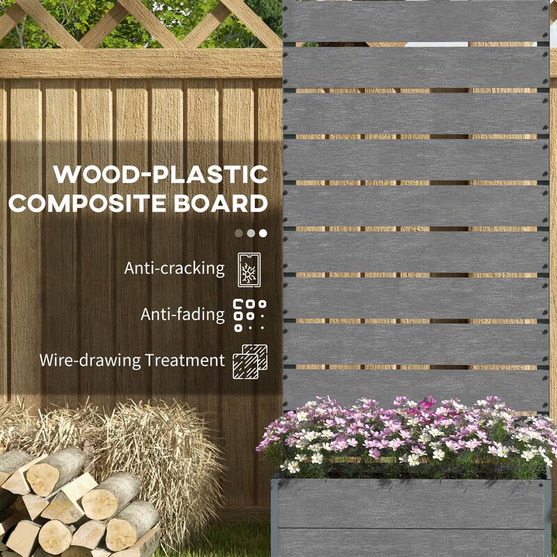 Outsunny Raised Garden Bed with Trellis for Climbing Plants, Planter Box with Drainage Gap, Freestanding Trellis Planter