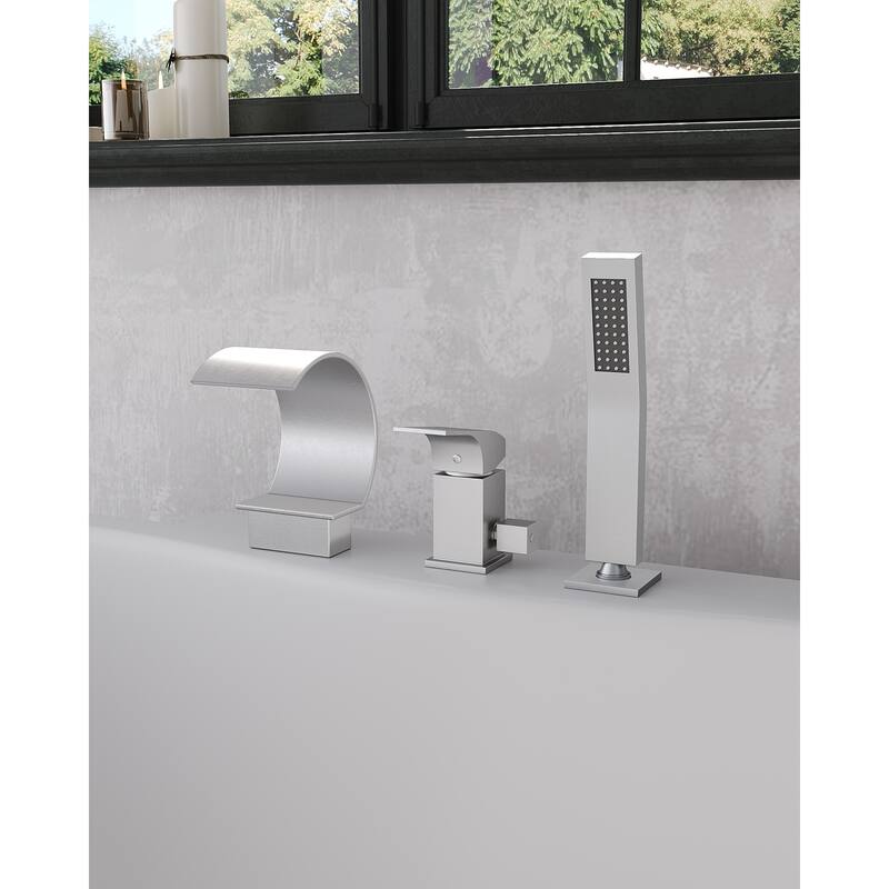 Roman Tub Faucet 3 Holes Deck Mount Bathtub Faucet with Handheld Shower Sprayer
