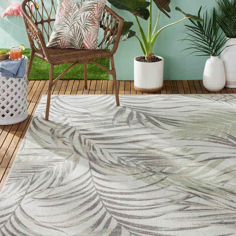 Tommy Bahama Malibu Palm Springs Indoor/Outdoor Area Rug - 5'3"x7'3" - Ivory/Green