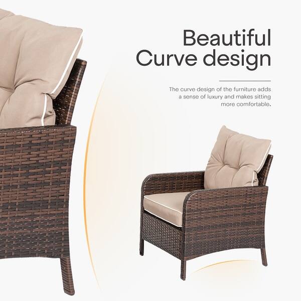 5 Pieces Patio Furniture Set Outdoor Wicker Rattan Chair And Ottoman Set With Cushions Side Table On Sale Overstock 31930890