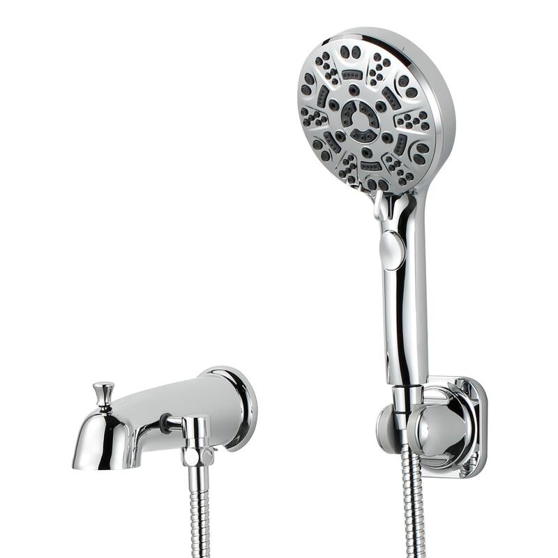 WOWOW Integrated Diverter Bathtub Spout with Handshower - Polished Chrome