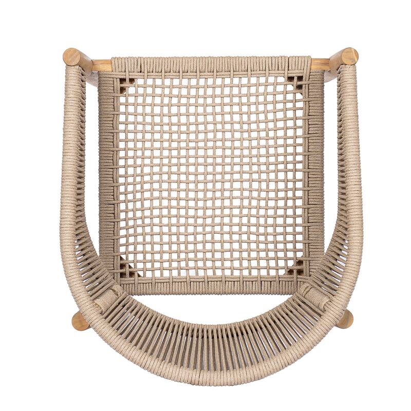 Christopher Knight Home - Natural Outdoor Acacia Wood 3-Piece Conversation Set with Rope Chairs and MGO Table