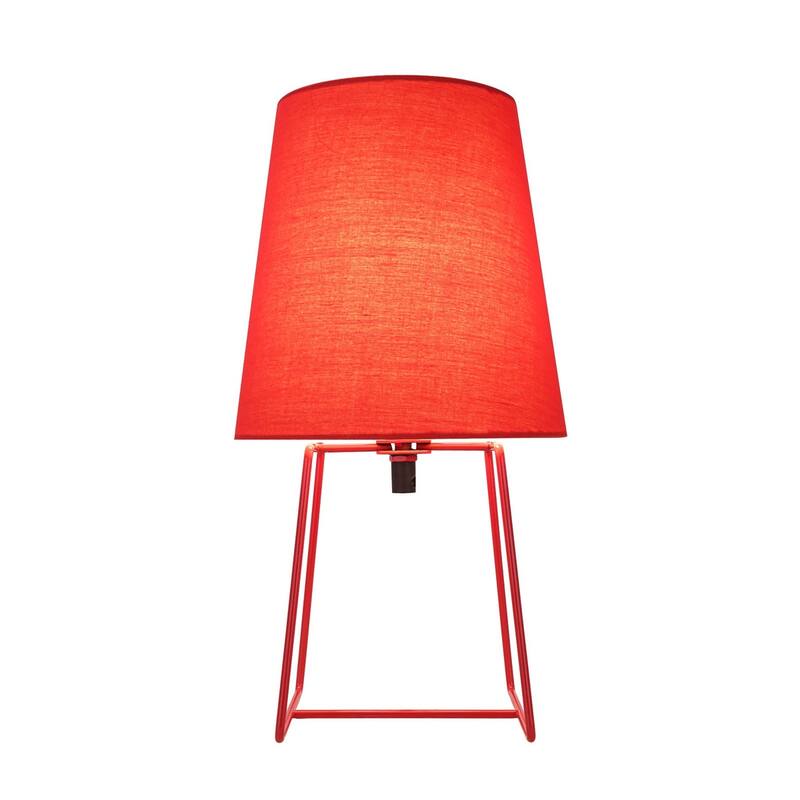 Aspen Creative 13" High Transitional Metal Accent Table Lamp, Red Painted Finish and Empire Shaped Lamp Shade in Red, 7" Wide