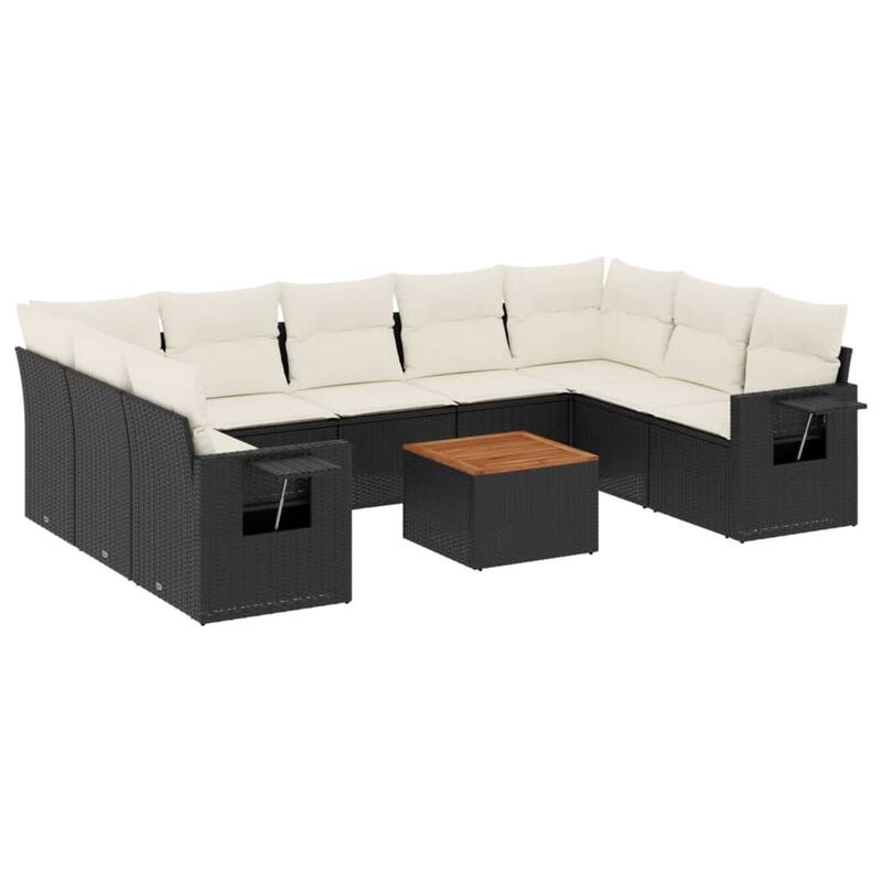 vidaXL Garden Sofa Set with Cushions Outdoor Sofa Set Corner Seat Poly Rattan