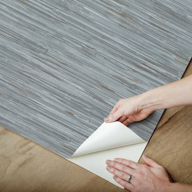 NuWallpaper Faux Grassweave Blue Peel and Stick Wallpaper