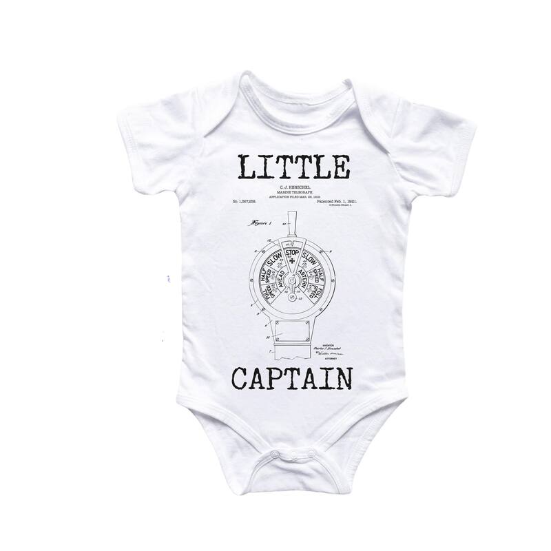 Captain Nautical Patent - Baby Boy Girl Clothes Infant Bodysuit Funny Cute Newborn - Blue - 0-3M