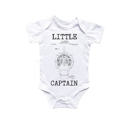 Captain Nautical Patent - Baby Boy Girl Clothes Infant Bodysuit Funny Cute Newborn