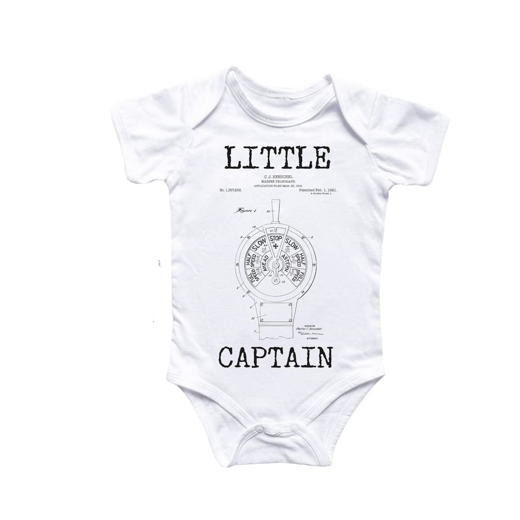 Captain Nautical Patent - Baby Boy Girl Clothes Infant Bodysuit Funny Cute Newborn