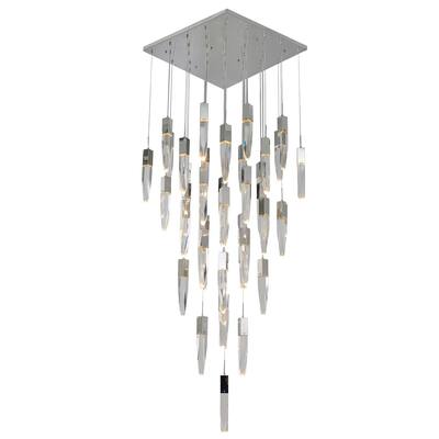 Chrome Chandelier With Clear Crystals