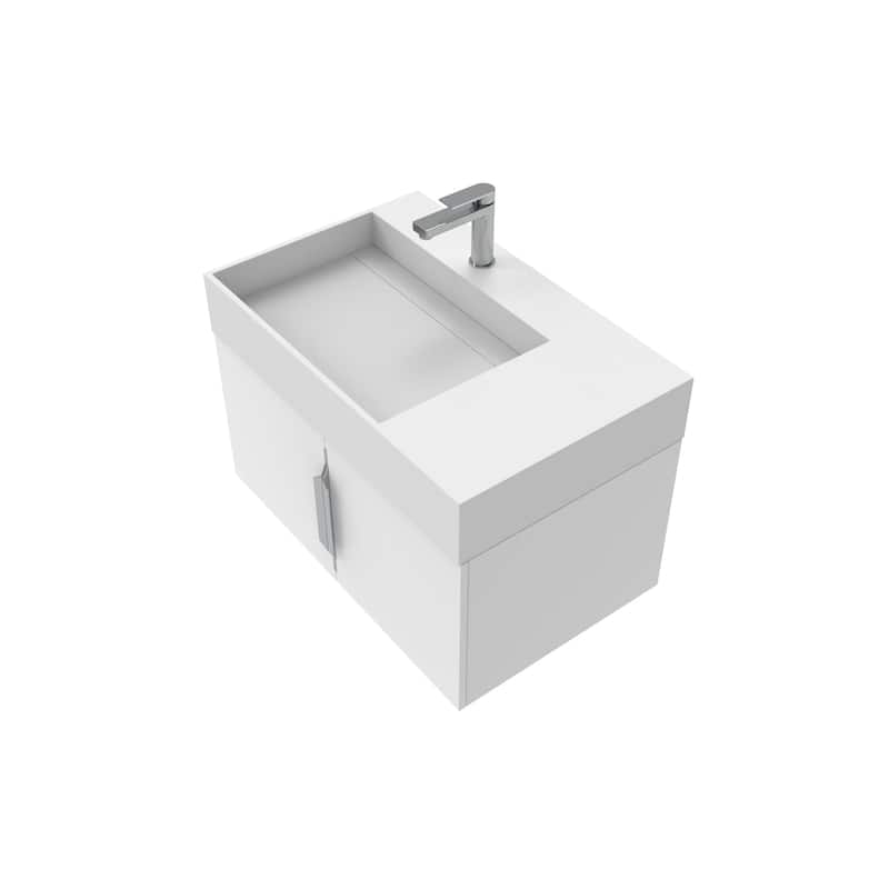 Amazon 30" Wall Mounted Bathroom Left Basin Vanity Set w/ White Top