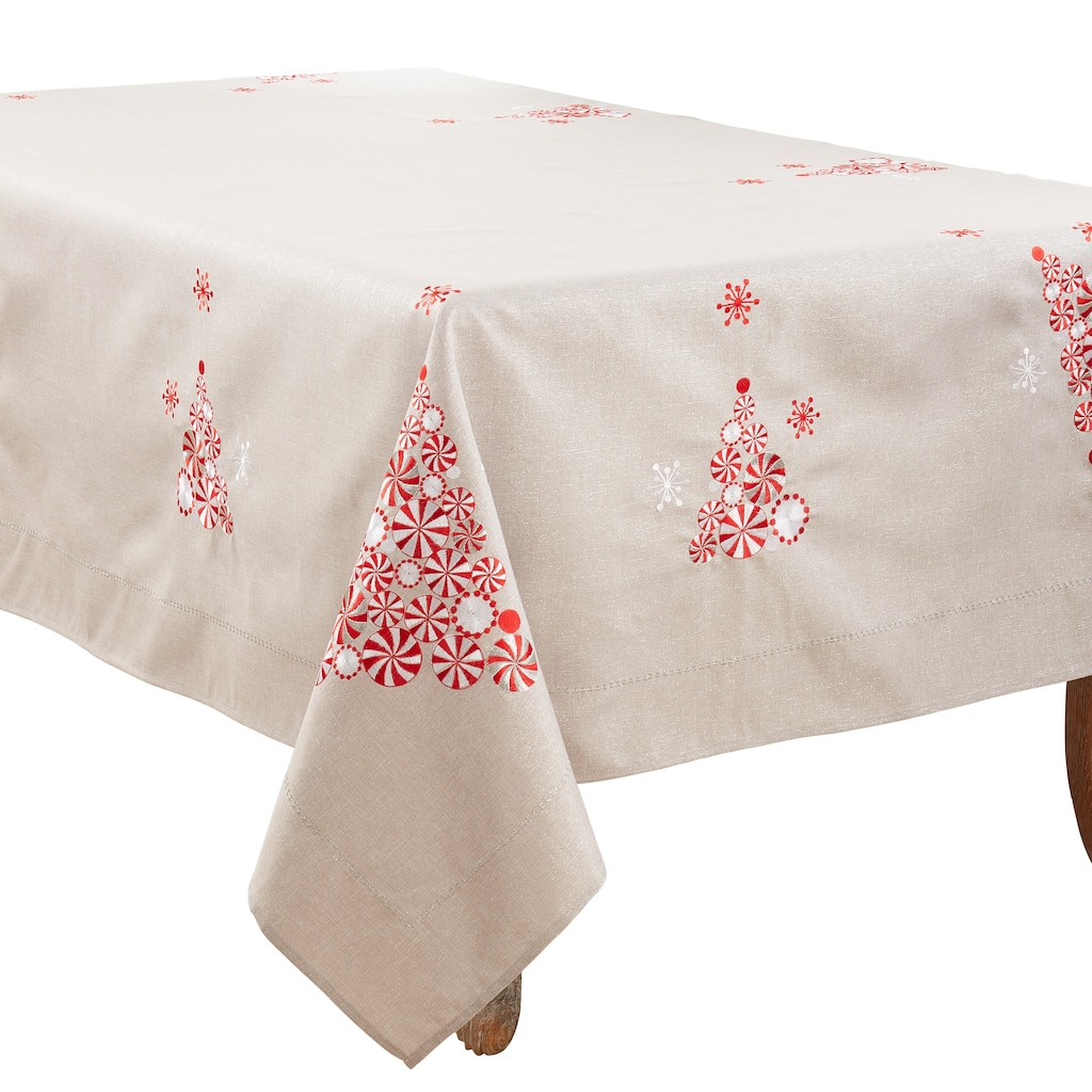 Peppermint Design Christmas Tree Tablecloth