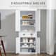 HOMCOM Traditional Freestanding White Kitchen Pantry Cabinet - 30" W x 15.75" D x 72"H