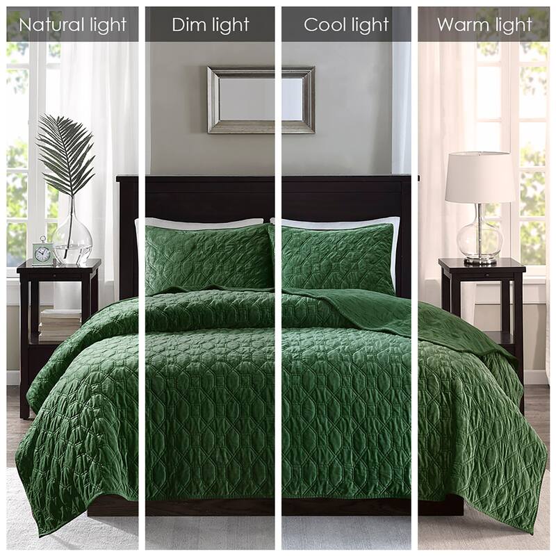 Madison Park Emery 3 Piece Velvet Quilt Set