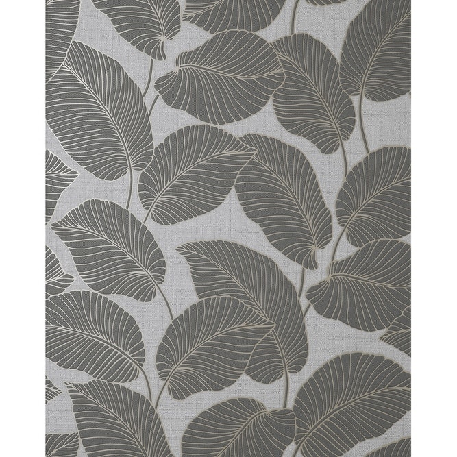 Fine Decor Larson Grey Leaf Wallpaper