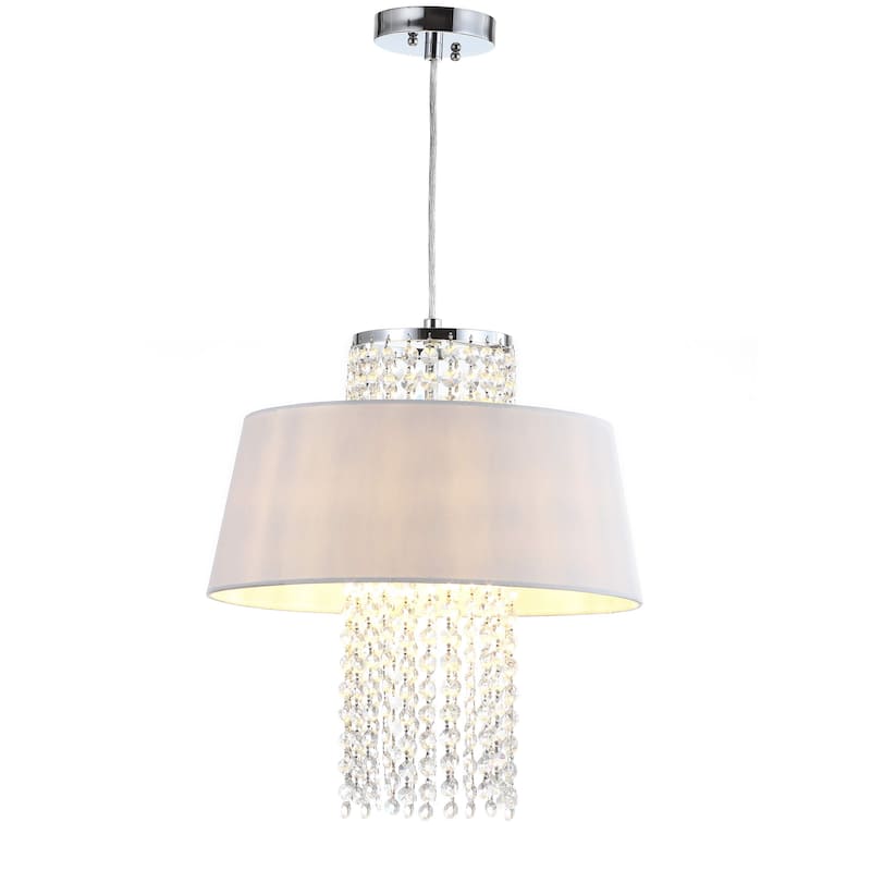 SAFAVIEH Lighting Jada Adjustable 3-Light Chrome Pendant - 16"x16"x12.75 - 78.75" - 16Wx16Dx79H